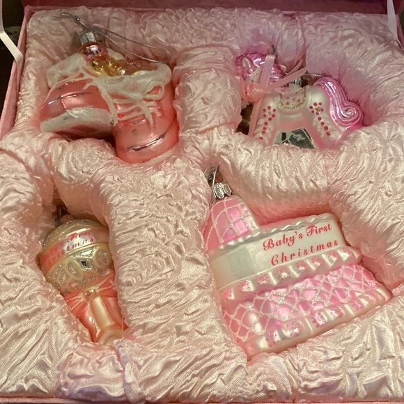 Kurt S. Adler Baby Girl First Christmas Ornament Set - Picture 1 of 16